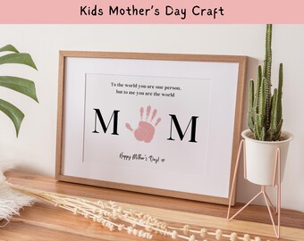 Mother’s Day Handprint Art Printable Craft, DIY Craft Gift for Mom, Baby Toddler Kids Handprint Keepsake, Preschool Mother's Day Activity