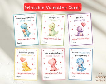 Printable Dinosaur Valentines Cards, Kids Classroom Valentines, Dino Boys Valentines Cards, School Gift Tags, Toddler Preschool Valentines