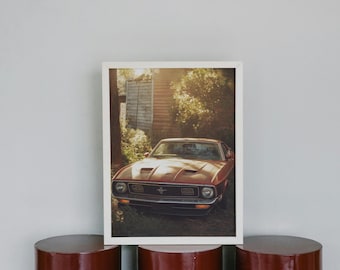 Impressão de carro Ford Mustang vintage: fotografia em preto e branco (download digital)