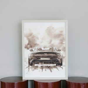 Digital Art Print In Chalk Sketch - Aston Martin Car sketch, Auto & Motorbike Chalk Art, Car Wall Art, Watercolour Room Decor