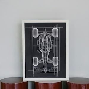 F1 Race Car Print | Printable Wall Art | Grand Prix | F1 Car Silhouette Sketch | Top Down View | One Line Sketch | Room Decor