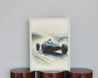 Impressão artística de carro de corrida vintage: presente para entusiastas de automóveis (download digital)
