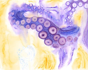 Abstract Watercolor Painting - Octopus #04