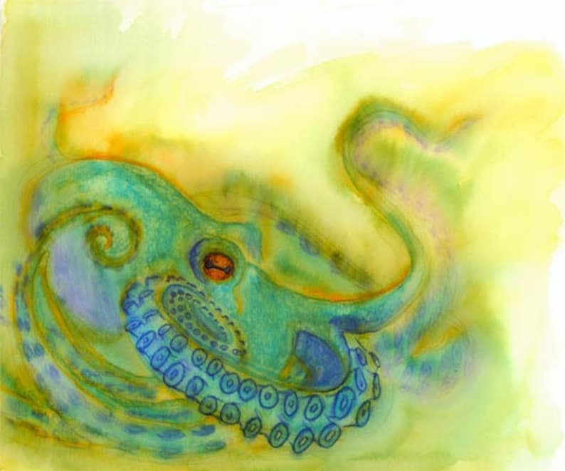 Blue Octopus Art Print image 1