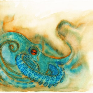 Blue Octopus Art Print