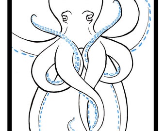 Octopustekening met harten - 01