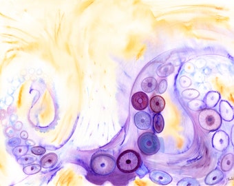 Octopus Artwork - Abstract Watercolor Painting - Octopus #07