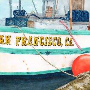 San Francisco Boat - Watercolor Painting and Art Print
