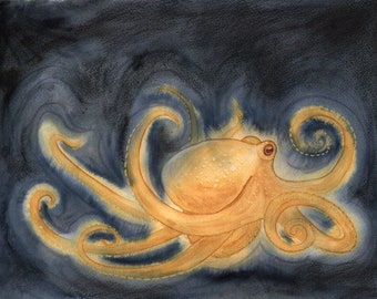 Octopus Artwork - Matsu - Watercolor Painting
