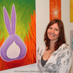 Rabbit Art Acrylic Painting Rabbit Butt image 2