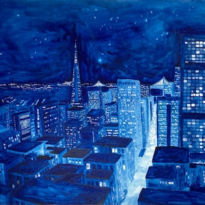 San Francisco Artwork - SF at Night - Art Print