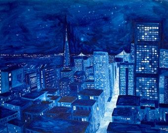 San Francisco Artwork - SF at Night - Art Print