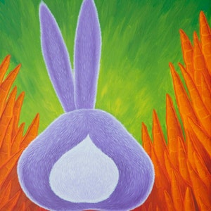 Rabbit Art Acrylic Painting Rabbit Butt image 1