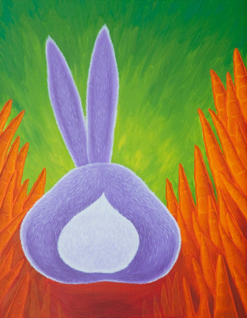 Rabbit Art Acrylic Painting Rabbit Butt image 1