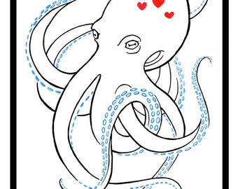 Octopustekening met hart - 02