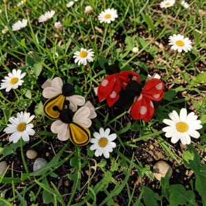 Set of 4 Bee and Ladybug Hair Bows, Grosgrain Ribbon PigBows