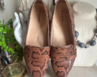 Cool Vintage 90s 00s Brown Faux Snakeskin Loafers Shoes
