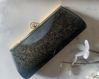 Cool Vintage 70s 80s Bob Mackie Gold Black Speckled Velvet Mini Clutch Bag