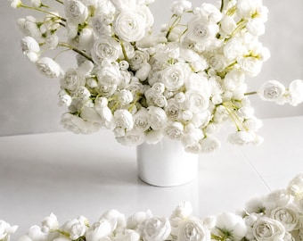 10" Artificial Mini Ranunculus bundle in White, Faux Spring Flowers, DIY Centerpiece |Florals |Wedding| Home Decorations |Gifts For Her