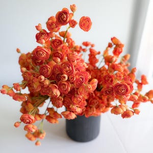 10&quot; Artificial Mini Ranunculus bundle in Bright Orange, Faux Fall Flowers, DIY Centerpiece |Florals |Wedding| Home Decorations