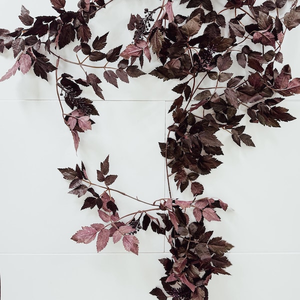 5.5ft Artificial Fall Seeded Cimicifuga Garland in Dark Plum, Faux Fall Foliage |Wreath | Home Styling