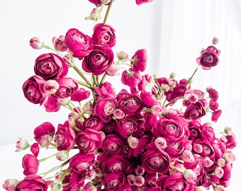 10" Artificial Ranunculus bundle in Magenta, Faux Spring Flowers, DIY Centerpiece |Florals |Wedding| Home Decorations |Gifts For Her