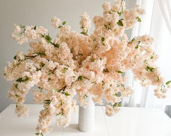 Ramo de flor de cerejeira artificial de 39&quot; em marfim bege, flores artificiais de primavera, peça central faça você mesmo |Florais |Casamento|Decorações para casa |Presentes para ela