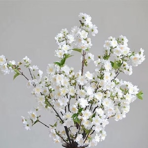 36&quot; Artificial Cherry Blossom branch in White, Faux Spring Flowers, DIY Centerpiece |Florals |Wedding| Home Decor| Gifts For Her