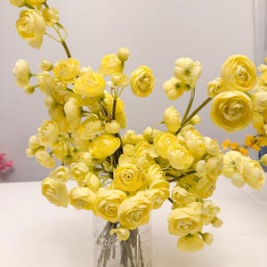 10&quot; Artificial Yellow/Green Ranunculus, Faux Spring Flowers, DIY Centerpiece |Florals |Wedding| Home Decorations |Gifts For Her
