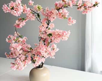 Rama de cerezo artificial de 99 cm en rosa ruborizado, flores primaverales artificiales, centro de mesa DIY, arreglos florales, decoración para bodas, hogar y regalos para ella.