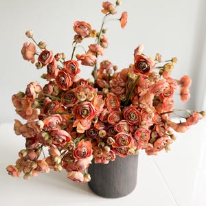 10&quot; Artificial Ranunculus bundle in Orange, Faux Fall Flowers, DIY Centerpiece |Florals |Wedding| Home Decorations |Gifts For Her