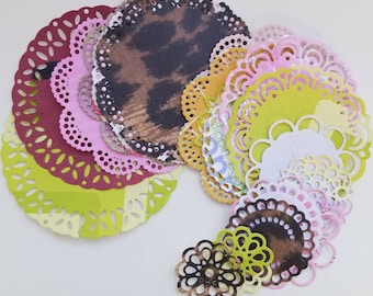16 Small Paper Die Cut Doilies MIX Paper Lace Embellishments Junk Journal Supplies