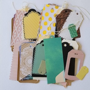 40 Random Junk Journal Tags Mix Sample Bundle Altered Journal Mini Album