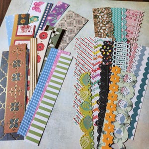 32 Bordüren und Zierleisten für Junk Journals und Scrapbooks: Dekorative, gestanzte, gewellte und bedruckte Kanten, gemischtes Set