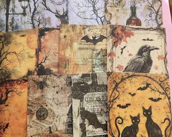 Gothic Witch Dark Academia Mystery Paper Pack, Junk Journal Collage (16 pieces)