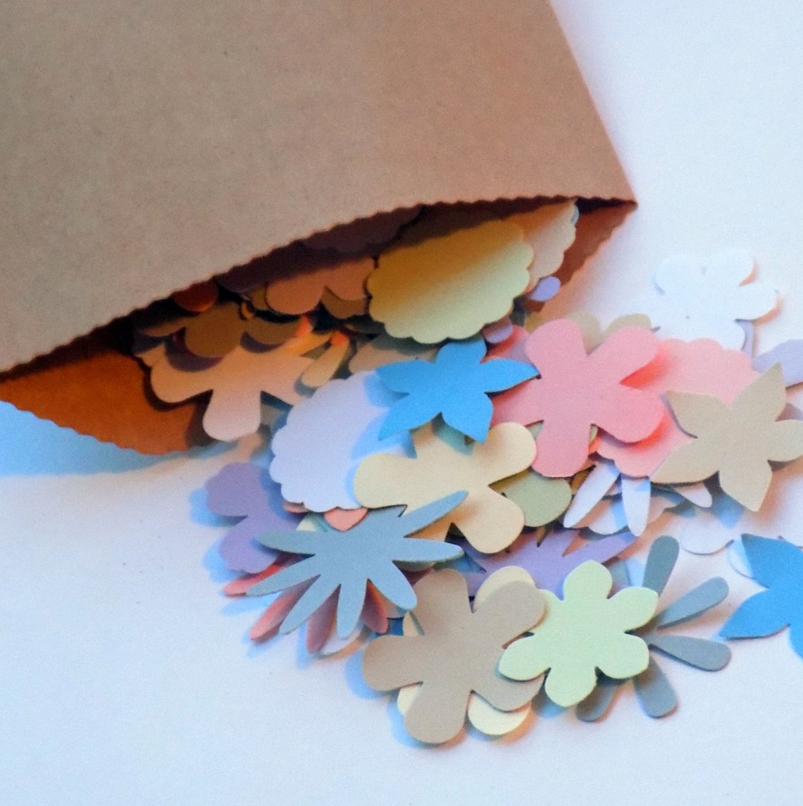 60 Paper Flower Die Cuts Various Flower Paper Punches Pastel Etsy