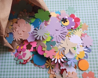 60 Paper Flower Die Cuts Various Flower Paper Punches Pastel florescent Colors FREE SHIPPING