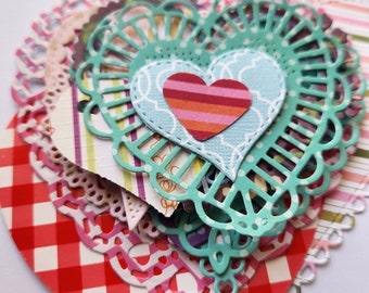 32 Paper Heart Die Cuts for Card Making Embellishments Various Hearts Paper Punches Scrapbook FREE SHIPPING