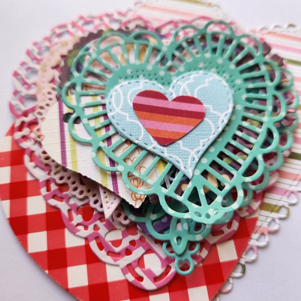 32 Paper Heart Die Cuts for Card Making Embellishments Various Hearts Paper Punches Scrapbook FREE SHIPPING