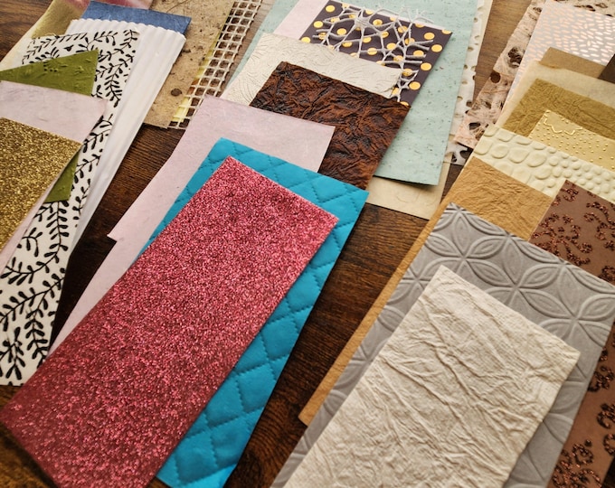 Textured Paper Scrap Pack: Mixed Media, Embossed, Handmade Sampler