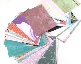 24 Printed Card stock ATC Blanks: Mixed Paper Scraps (2.5x3.5 inch) Collage ACEO Base