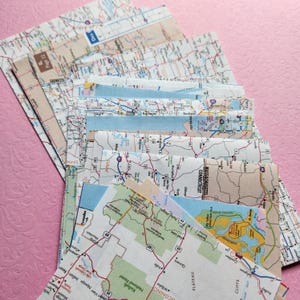 Vintage Atlas Road Map Scraps