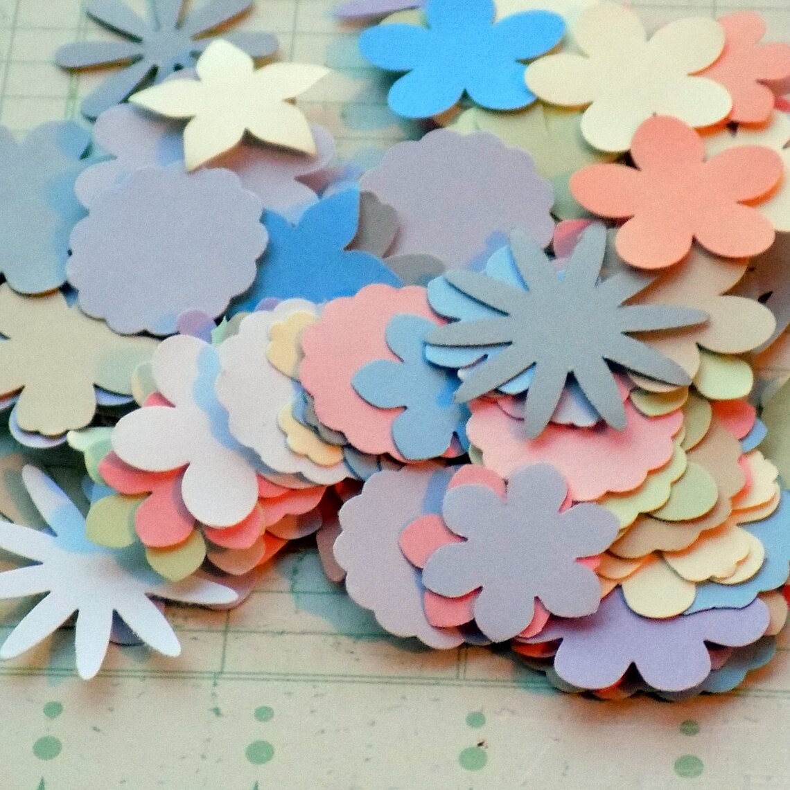 60 Paper Flower Die Cuts Various Flower Paper Punches Pastel Etsy