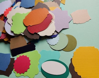 Various Solid Color Die Cuts 100 Card Stock Shapes Labels