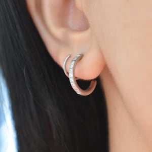 Double Hoop Piercing Earrings · Twisted Double Hoop Earrings, Zircon Stone Twist Small Snake Women Huggie Twisted Gold, WATERPROOF Jewelry