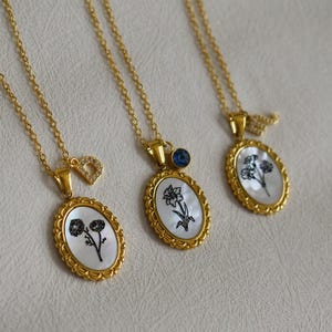 Collar de flor de nacimiento bañado en oro, collar con el mes de nacimiento, collar del zodiaco, delicado colgante de cadena tipo cable, collar de regalo de cumpleaños, resistente al agua, para Navidad.