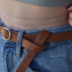 Silver Waist Chain - Belly Chain Bikini Body Jewelry Dainty Twist Snake Herringbone Link Handmade Homemade Women WATERPROOF Her Body Jewelry