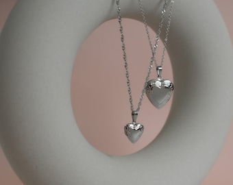 Sterling Silver Heart Locket Necklace, Silver Locket Necklace, Photo Necklace Gift Heart Locket Necklace, WATERPROOF Jewelry Custom Handmade