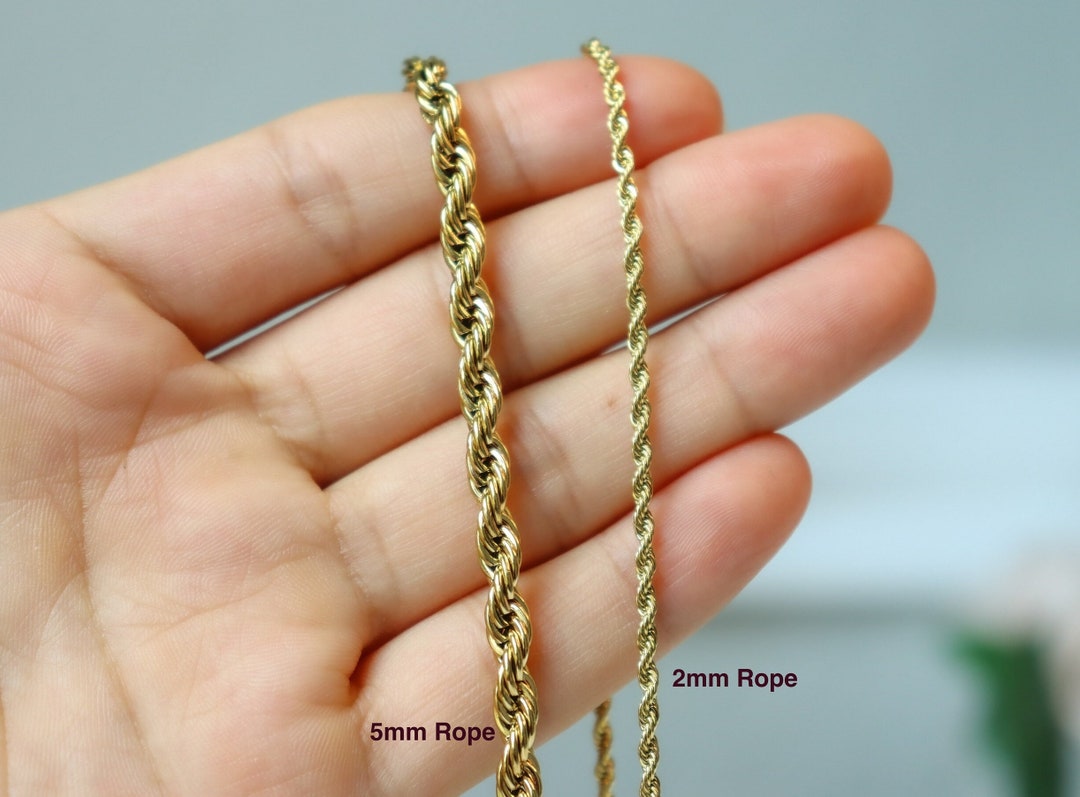 18k Gold Twist Chain Rope Chain Choker 18K Gold Stainless Steel Rope ...