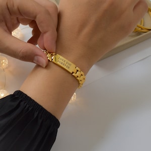 18K Fine Polished Gold Watch Band Bangle Watch Bracelet Jewelry For  Women Bracelet Gift for Her Him Waterproof Personalized Lover Bracelet